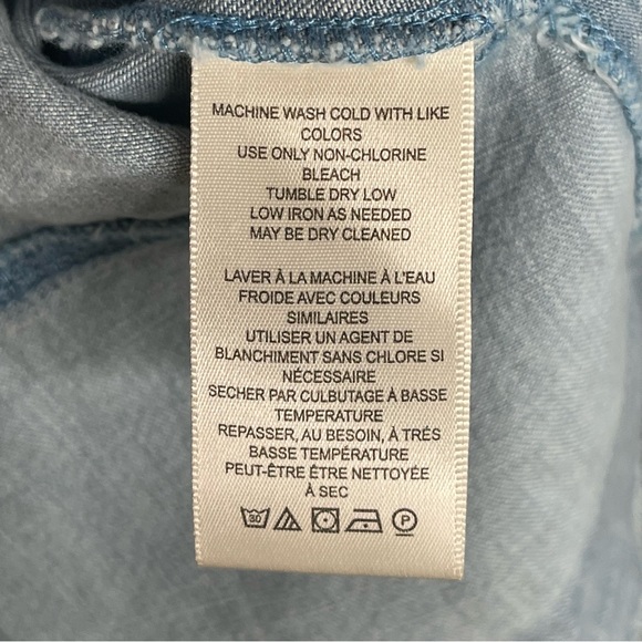 Free People Light Blue Denim V-Neck Top - Picture 4 of 5